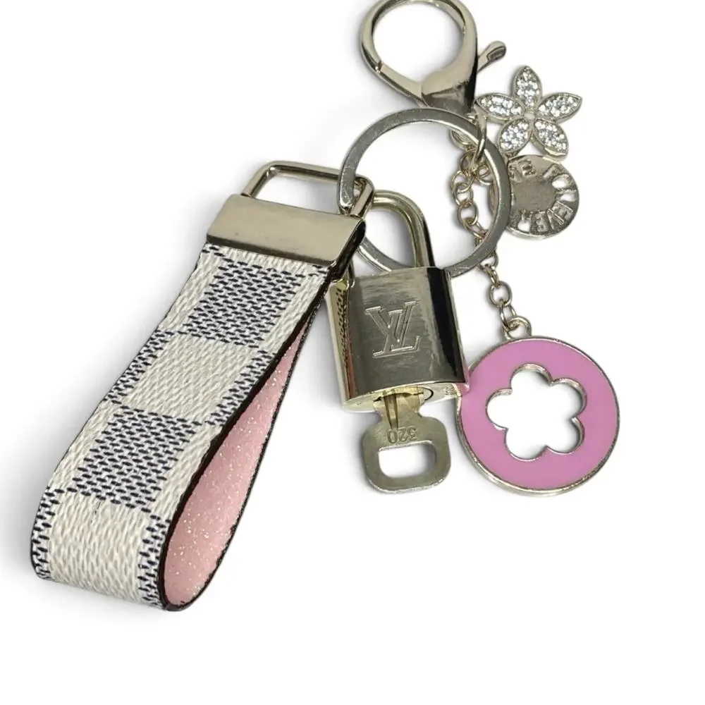 Louis Vuitton Lock & Key Set #320 with Handmade Damier Loop Keychain & Charms